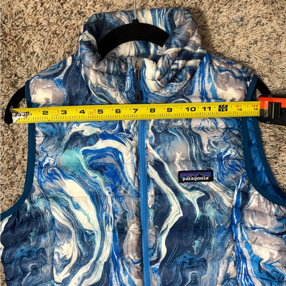Patagonia Lightweight Down Puffer Vest Rare Wave Print Size Small - Picture 10 of 11